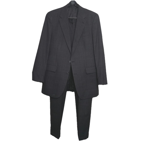 Chaps Ralph Lauren 2 Piece Suit Mens 44R Blazer 37/32 Pant Gray Striped Wool Mix